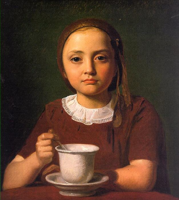 Constantin Hansen Little Girl with a Cup oil painting image